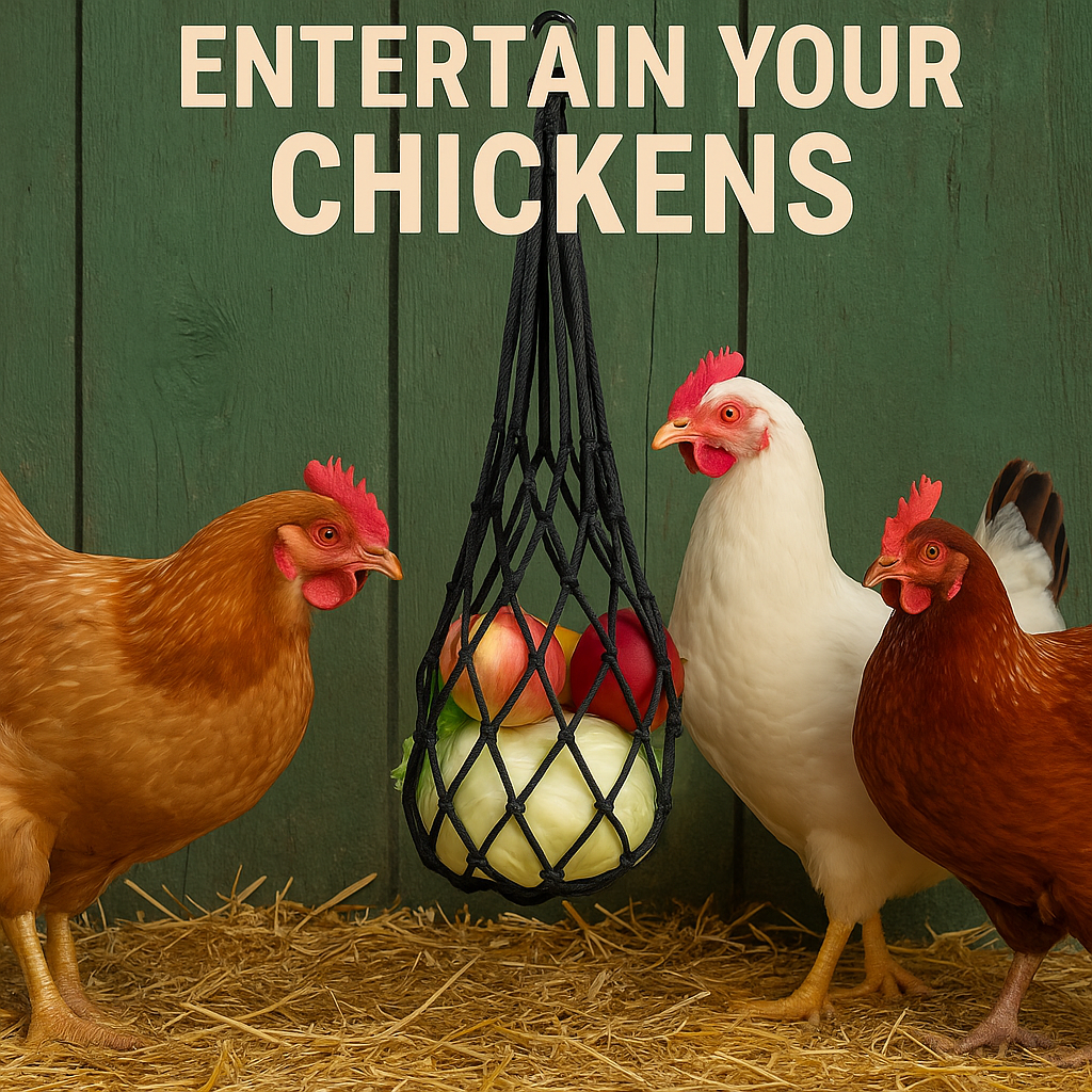 Bolsa colgante para verduras y frutas – Alimentador natural para gallinas (58 cm)