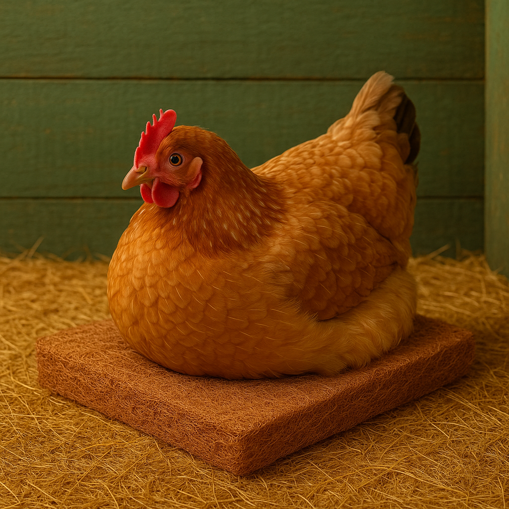 Alfombrilla para nido de gallinas en fibra de coco natural – Base ecológica, reutilizable y cómoda para ponederos | 30x30 cm