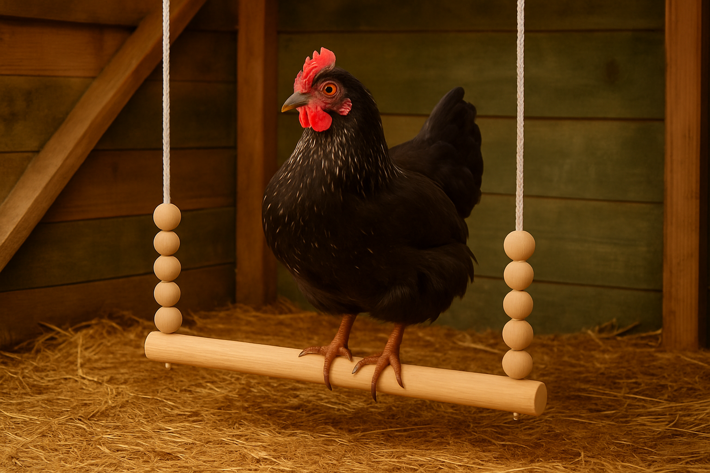 Columpio para Gallinas de Madera Natural | Para jugar y dormir