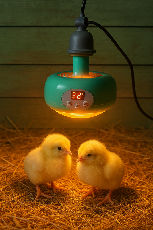 Lámpara calefactora para pollitos - Temperatura regulable (28-35ºC)