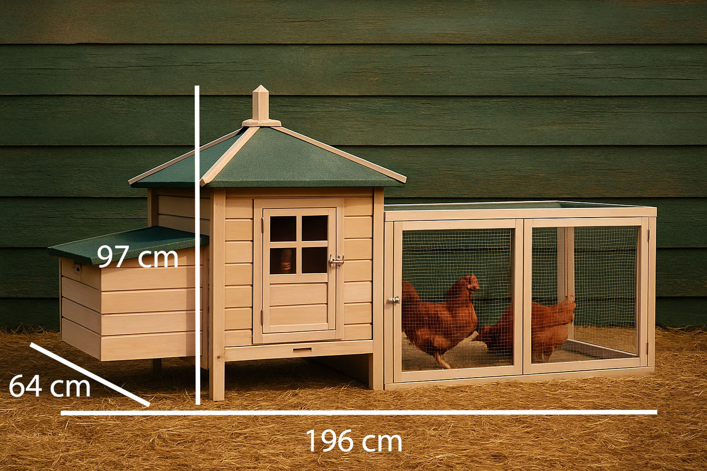 Gallinero exterior de madera con nido - para 4 gallinas