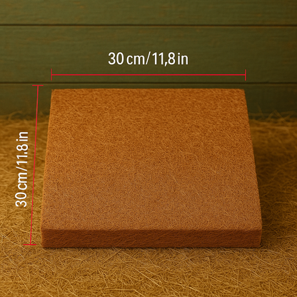 Alfombrilla para nido de gallinas en fibra de coco natural – Base ecológica, reutilizable y cómoda para ponederos | 30x30 cm